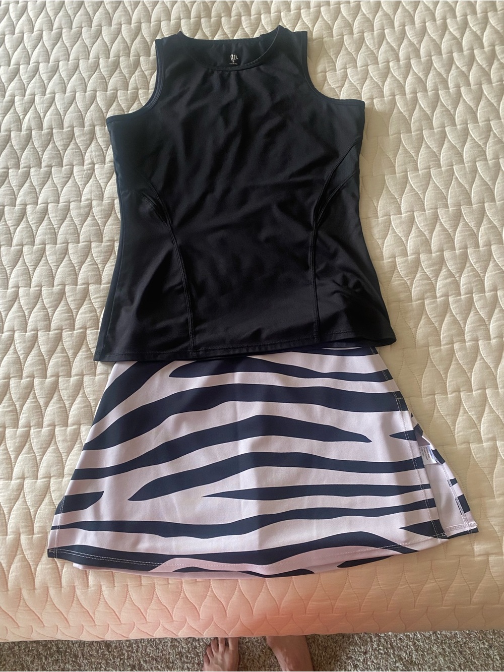 Tail Zebra Print Tennis Set – Skirt + Top (Small) 🖤🤍🎾
